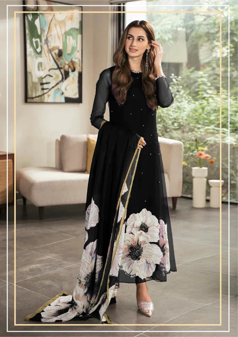 Midnight Bloom Anarkali Suit